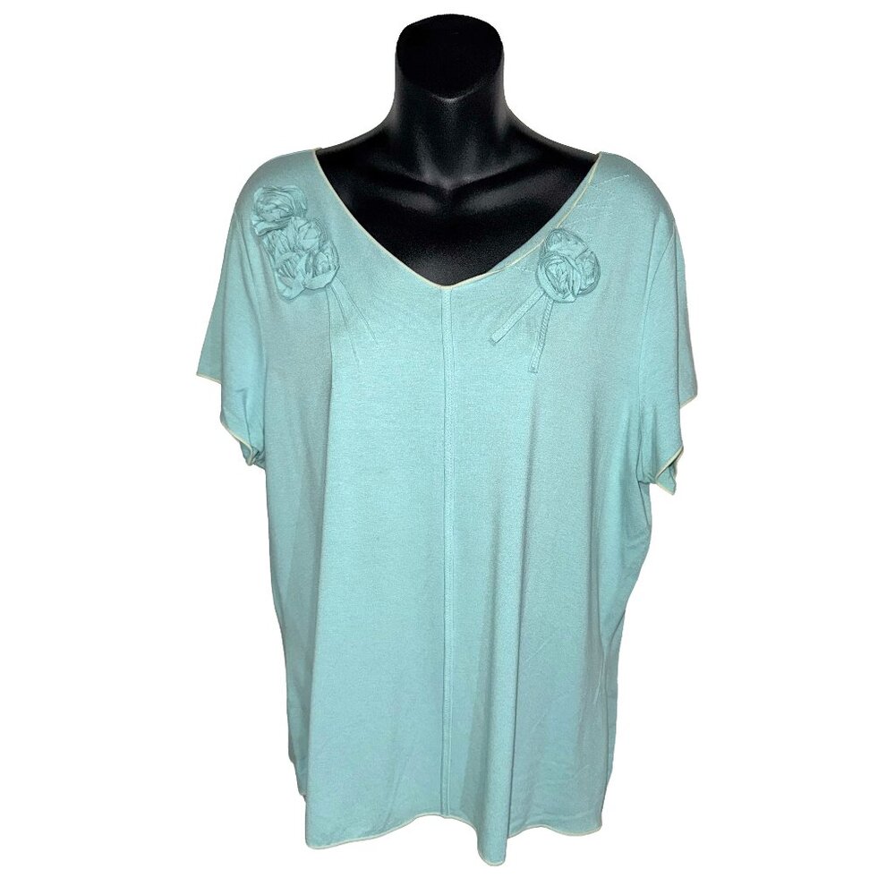 J.Jill Vintage Light Blue / Teal Rose Tee Size XL